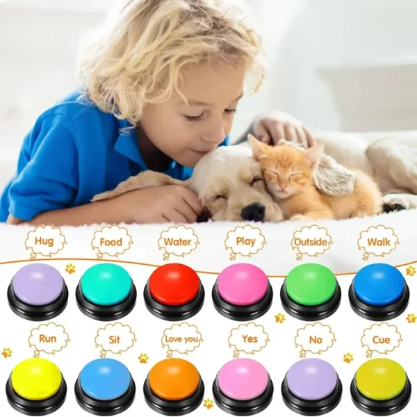 8PCS Dog Communication Buttons Voice Recording Button for Pet Training Buzzer 30 Second Record Playback Funny Gift for Talking - Image 2