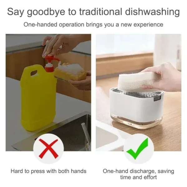 Kitchen Soap Dispenser Kitchen Bathroom Washing Tool With Sponge Holder Soap Dispenser Can Refill Soap Solution Repeatedly - Image 5