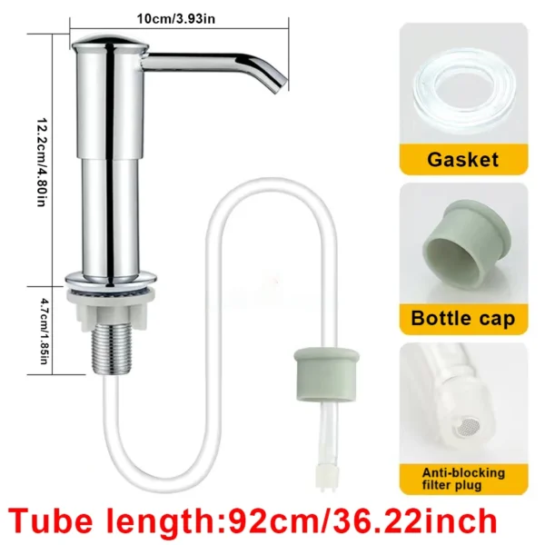 Kitchen Sink Soap Dispenser Upgraded Extended Tube Pump Dispenser Sink Countertop installation for Detergent and Hand Sanitizer - Image 6