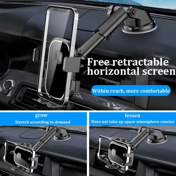 Car navigation holder retractable buckle gravity support center console car windshield multi-functional mobile phone holder - Image 4