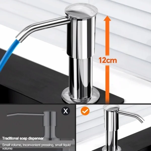 Kitchen Sink Soap Dispenser With Extension Tube Extended Design Spill Prevention Large Flow Kitchen Hand Press Dispenser Soap - Image 5