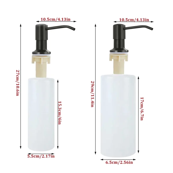 Kitchen Dish Soap DIspenser with Extention Tube Stainless Steel Soap Liquid Dispenser Coutertop Built-in Soap Bottle - Image 2