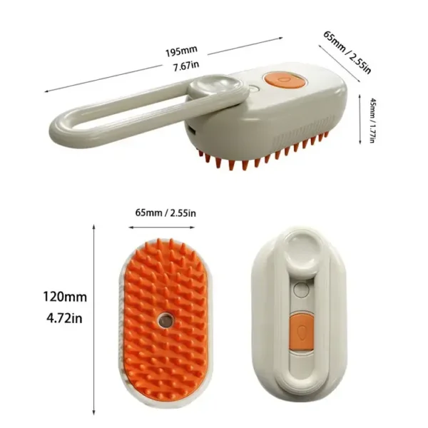 3-in-1 Dog and Cat Electric Brush Cleaning Steam Brush Spray Massage Comb Retractable Handle Pet Grooming Hair Removal Brush - Image 3