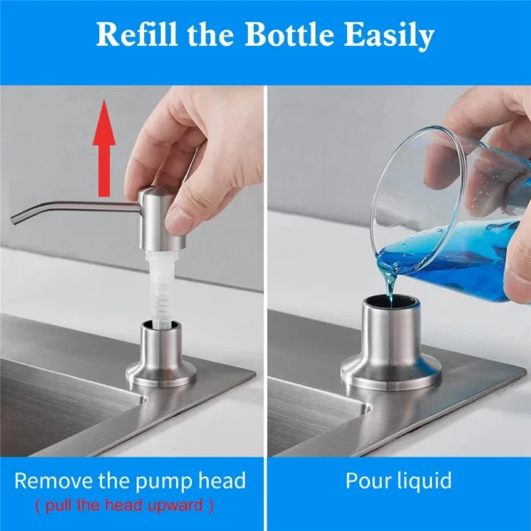 500ml / 350ml Bottle Liquid Soap Dispensers Durable Stainless Steel Pump Useful Kitchen Sink Tools Home Product - Image 2