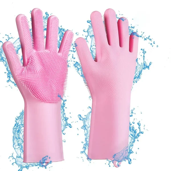 Pet Grooming Cleaning Gloves Dog Cat Bathing Shampoo Glove Scrubber Magic Dishwashing Cleanner Sponge Silicon Hair Removal Glove - Image 5