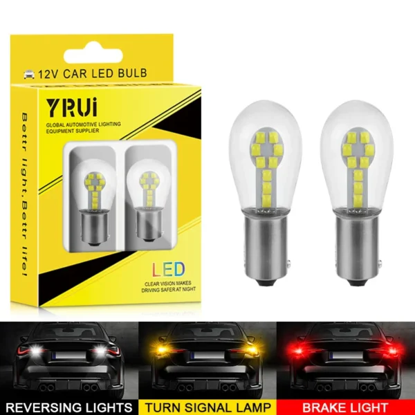 YiRui Automotive 12V LED BA15S P21W PY21W S25 BAY15D P21/5W T20 Turn Signal Reversing Lamp High-temperature Resistant Glass Bulb