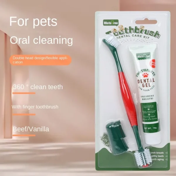 Pet Healthy Edible Toothpaste With Toothbrush Dog Cats Mouth Teeth Cleaning Care Vanilla Beef 2Taste Pet Supplies Accessories