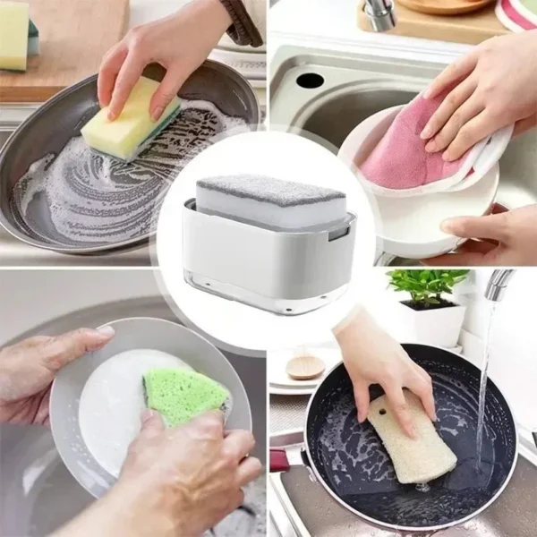 Kitchen Soap Dispenser Kitchen Bathroom Washing Tool With Sponge Holder Soap Dispenser Can Refill Soap Solution Repeatedly - Image 2