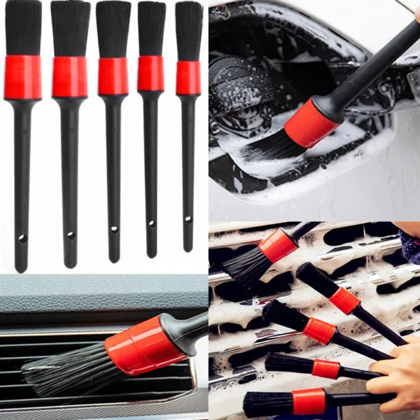 1/5pcs Car Cleaning Brush Kit Automotive Detail Brushes For Car Interior Detailing Brush Set Wheel Rims Clean Brush Plastic - Image 3