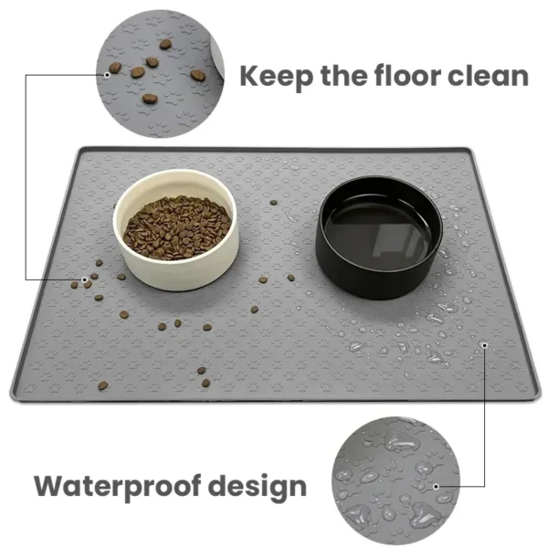 Pet Placemat Cat Dog Drinking Feeding Placemat Feeder Mats Cat Feed Mat Dog Food bowl Mat Silicone Waterproof Pet Bowl Pad - Image 2