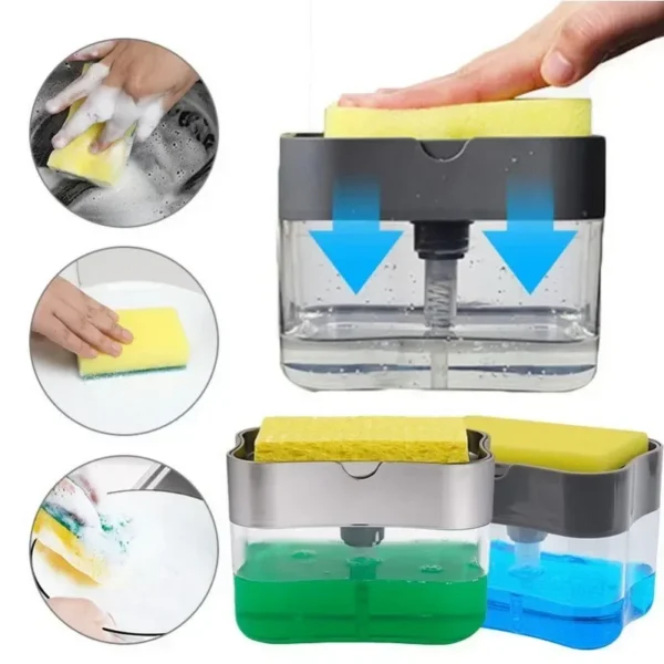 Automatic Soap Dispenser Bottle for Detergent Liquid Kitchen Dish Soap Dispenser Kitchen Sponge Dispenser Manual Soap Pump 380ml - Image 5