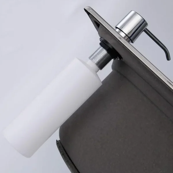 Sink Soap Dispenser Built-in Design Liquid Bottle Kitchen Stainless Steel Convenience Tools Head Hand Press Dispenser Bottle - Image 5