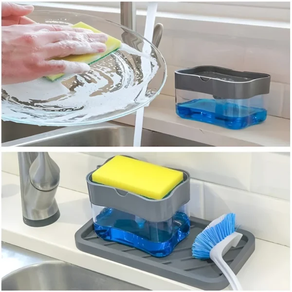 Scrub Liquid Detergent Soap Dispenser Kitchen Sponge Soap Dispenser Push Dish Kitchen Dishwashing Liquid - Image 3