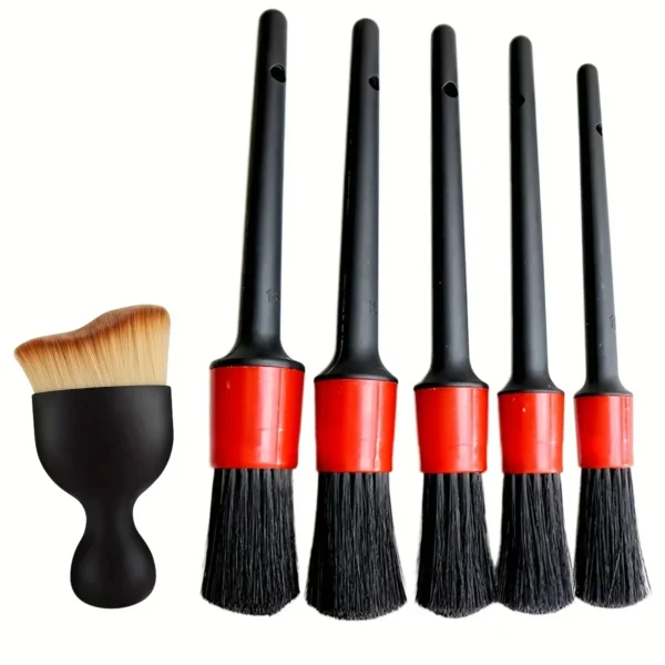 6pcs Cleaning Brush Kit Automotive Brushes Car Interior Dashboards Vents Detailing Brush Set Wheel Rims Clean Brush Accessories