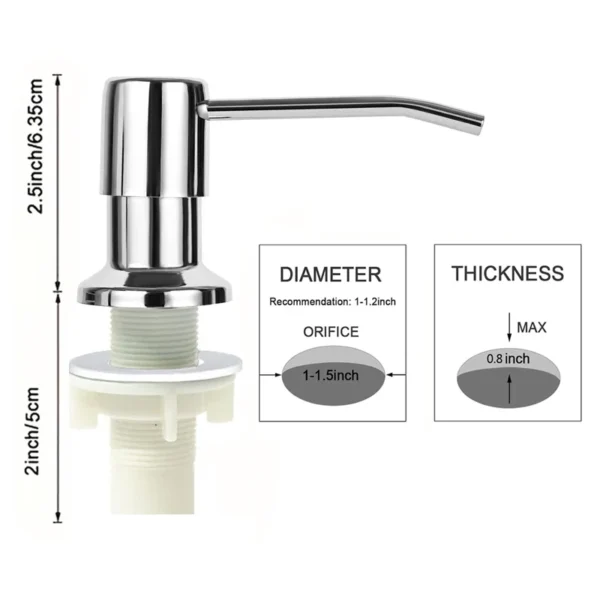 Soap Dispenser for Kitchen Sink, Kichen Sink Soap Dispenser,Extension Tube kit, Under Sink Soap Dispenser Pump, No Need More Ref - Image 3