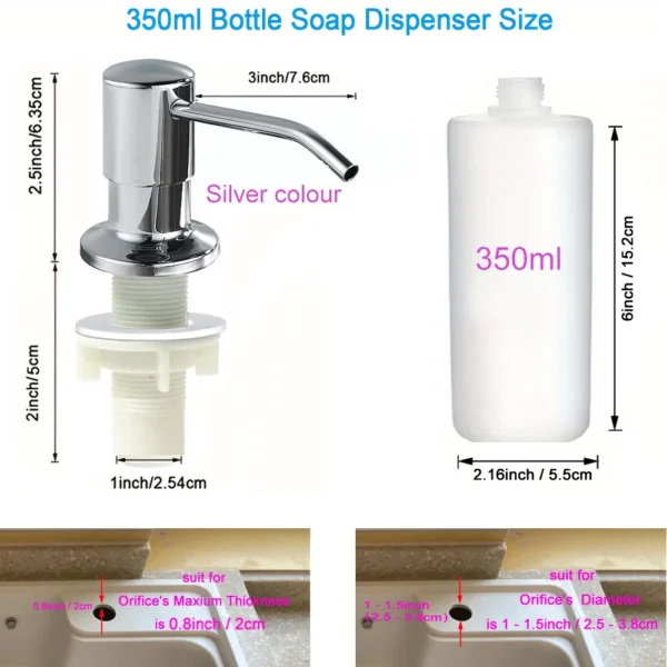 500ml / 350ml Bottle Liquid Soap Dispensers Durable Stainless Steel Pump Useful Kitchen Sink Tools Home Product - Image 4