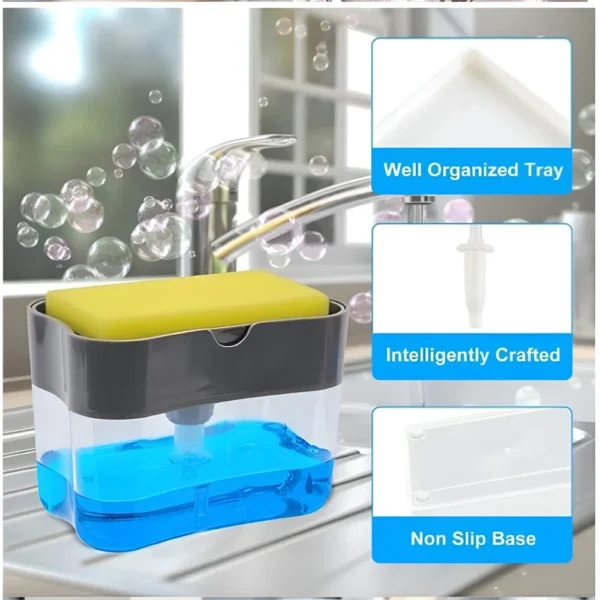 Scrub Liquid Detergent Soap Dispenser Kitchen Sponge Soap Dispenser Push Dish Kitchen Dishwashing Liquid - Image 4