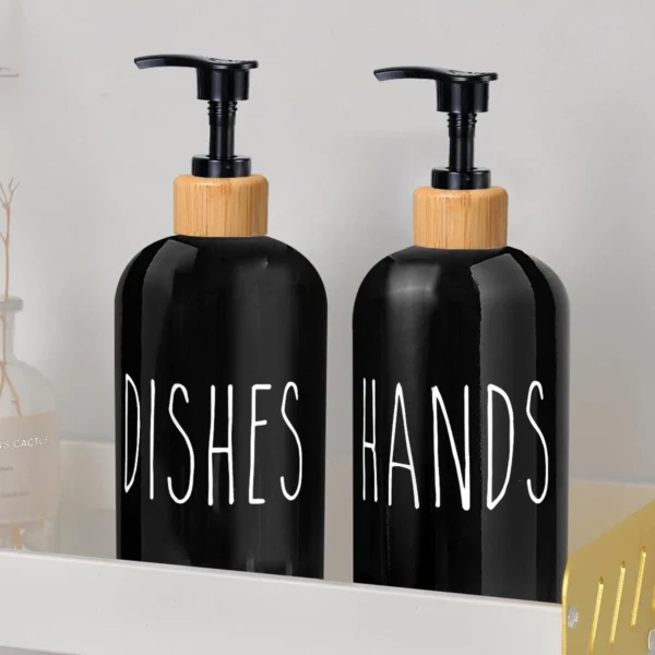 2pcs Letter Soap Dispenser Kitchen Dish and Hands Soap Bottle Bathroom Refillable Countertop Hand Sanitizer Bottle 500ml/16 oz - Image 5