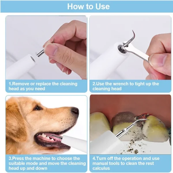 Ultrasonic Toothbrush for Dogs and Cats Removes Tartar and Plaque Pet Dental Care Kit Pet Tartar Remover Tooth Cleaning Tool - Image 5