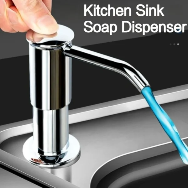 Kitchen Sink Soap Dispenser With Extension Tube Extended Design Spill Prevention Large Flow Kitchen Hand Press Dispenser Soap - Image 3