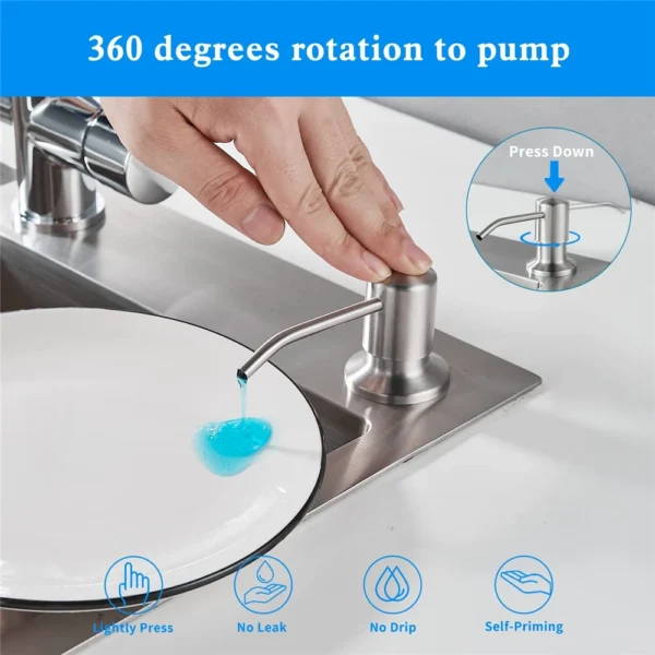 500ml / 350ml Bottle Liquid Soap Dispensers Durable Stainless Steel Pump Useful Kitchen Sink Tools Home Product - Image 3