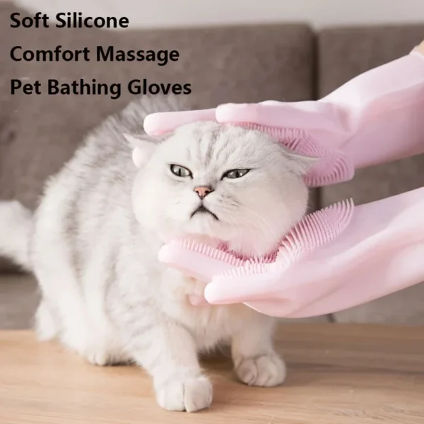 Pet Grooming Cleaning Gloves Dog Cat Bathing Shampoo Glove Scrubber Magic Dishwashing Cleanner Sponge Silicon Hair Removal Glove - Image 5