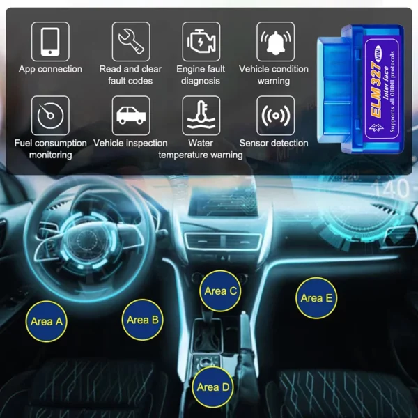 Mini ELM327 V2.1 OBD2 Scanner Code Reader Bluetooth Car Diagnostic Tool For Android /IOS Automotive Fault Detector - Image 2