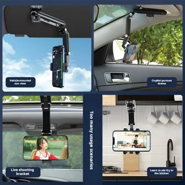 Car Sun Visor Mobile Phone Holder Multifunction Rotatable 1080 ° Retractable Applicable To All Mobile Phones - Image 2