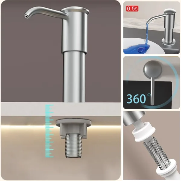 Kitchen Sink Soap Dispenser Upgraded Extended Tube Pump Dispenser Sink Countertop installation for Detergent and Hand Sanitizer - Image 6