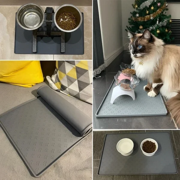 Pet Placemat Cat Dog Drinking Feeding Placemat Feeder Mats Cat Feed Mat Dog Food bowl Mat Silicone Waterproof Pet Bowl Pad - Image 5