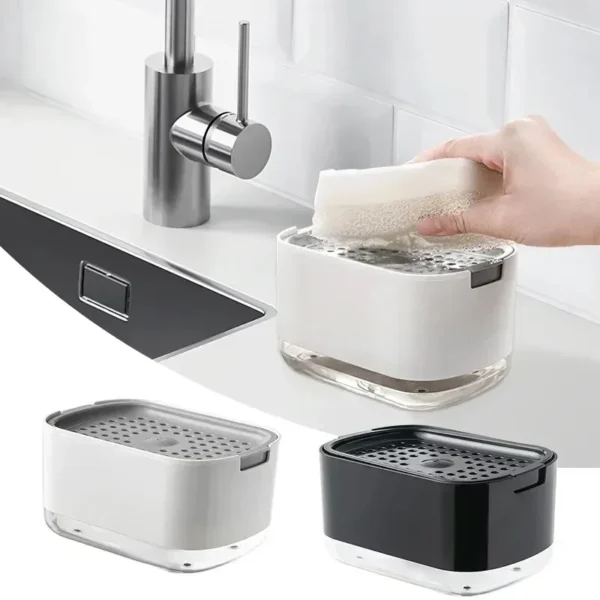 Kitchen Soap Dispenser Kitchen Bathroom Washing Tool With Sponge Holder Soap Dispenser Can Refill Soap Solution Repeatedly