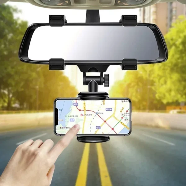 Rear View Mirror Clip Phone Holder Rotatable and Retractable Car Phone Stand for iPhone Samsung All 4-7 Inch Cell Phones DVR/GPS - Image 4