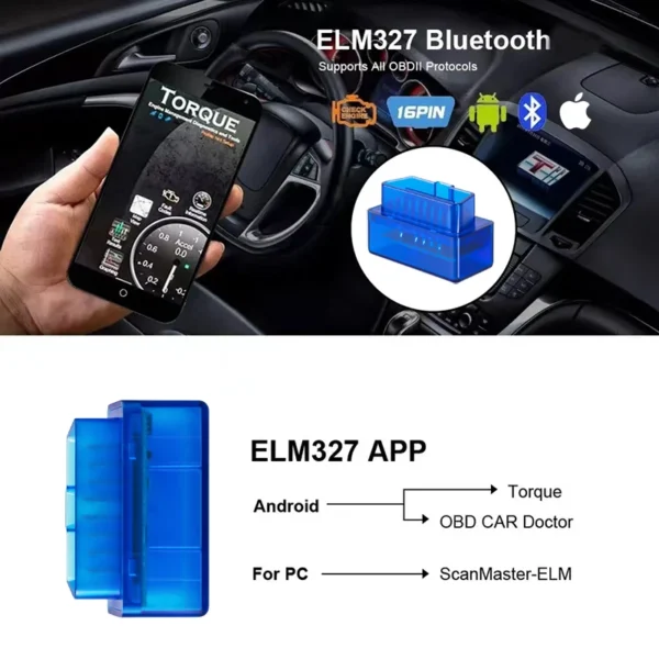 Mini ELM327 V2.1 OBD2 Scanner Code Reader Bluetooth Car Diagnostic Tool For Android /IOS Automotive Fault Detector - Image 3