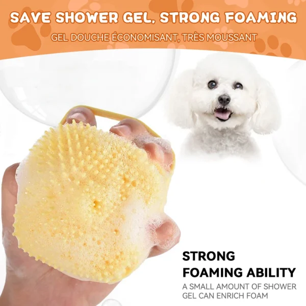 Dog Bathing Brush Pet Massage Brush Shampoo Dispenser Soft Silicone Brush Rubber Bristle for Dogs and Cats Shower Grooming Tool - Image 4