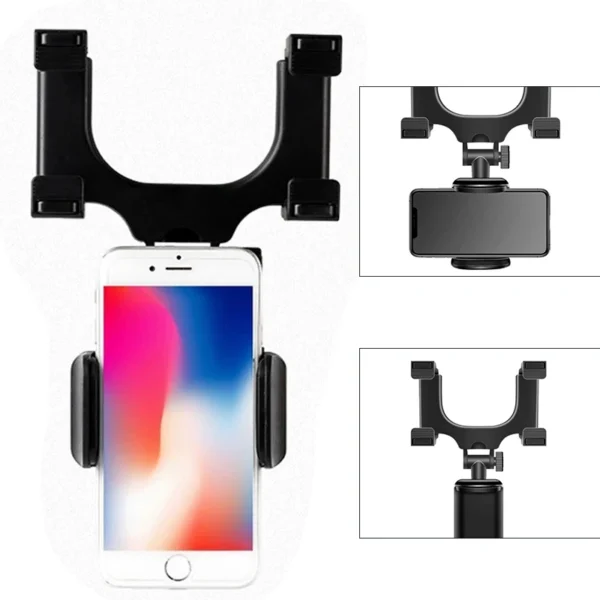 Car Phone Holder Rearview Mirror Phone Holder Adjustable Navigator Bracket 360° Rotatable Retractable For Universal Car Mobile - Image 5