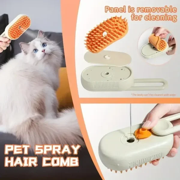 3-in-1 Dog and Cat Electric Brush Cleaning Steam Brush Spray Massage Comb Retractable Handle Pet Grooming Hair Removal Brush - Image 2