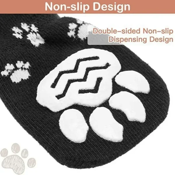 4PCS Adjustable Anti-Slip Dog Socks Pet Non-Slip Paw Protection with Paw Pattern for Puppy Dog Indoor Control Wear on Floor - Image 3