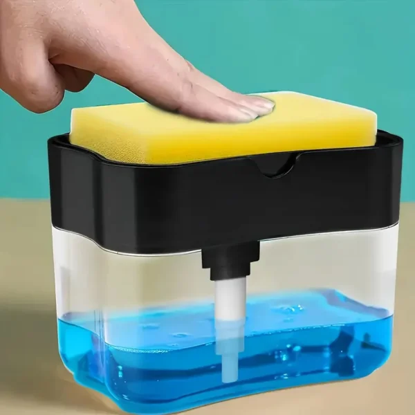 Automatic Soap Dispenser Sponge Holder Press Bottle Liquid Dishwashing Cleaning Tool with Sponge Wipe Combo Kitchen Sink Use