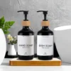 Black Soap Dispenser Set Kitchen Hands and Dish Soap Pump Dispenser Bathroom Hand Soap Bottle with Waterproof Label Sticker - Image 2