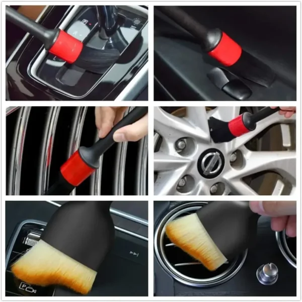 6pcs Cleaning Brush Kit Automotive Brushes Car Interior Dashboards Vents Detailing Brush Set Wheel Rims Clean Brush Accessories - Image 2