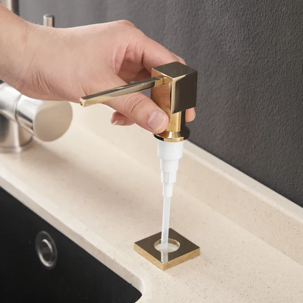 500ml Built-in Pump kitchen Liquid Soap Bottle Brass Brushed Nickel Soap Dispenser Black Kitchen Hand Pressure Sink Counter Liqu - Image 3