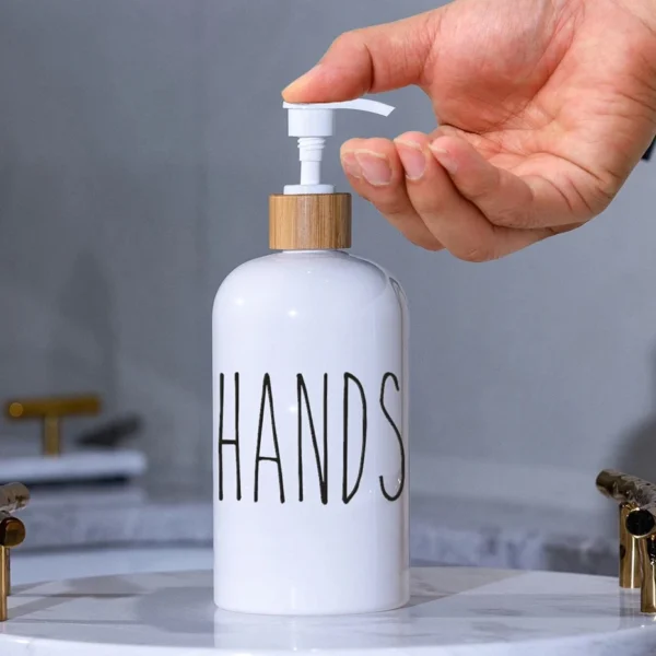 2pcs Letter Soap Dispenser Kitchen Dish and Hands Soap Bottle Bathroom Refillable Countertop Hand Sanitizer Bottle 500ml/16 oz - Image 3