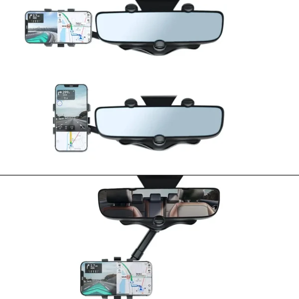 Universal Clip Rotatable and Retractable Car Phone Holder Rearview Mirror Driving Recorder Bracket GPS Mobile Phone Support - Image 2