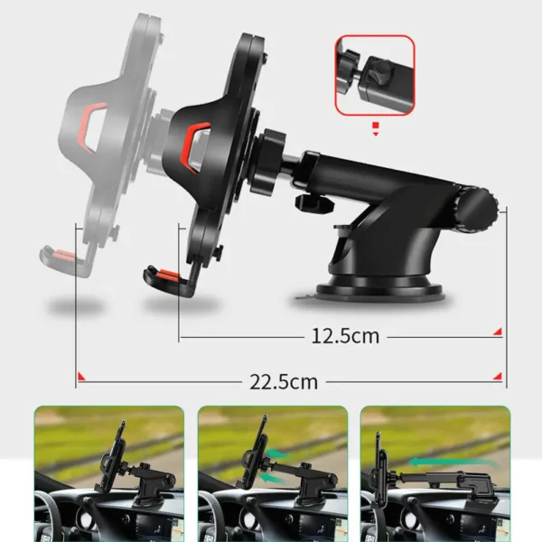 Universal Car 360°Rotate MobilePhone Holder Mount Sucker Retractable Arm Phone Bracket Stand Fit For iPhone 13 12 Pro Max Xiaomi - Image 4