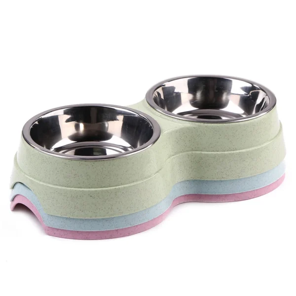 Double Pet Food Bowl Dogs Cats Feeding Drinkware Dish Feeder Cat Puppy Drinking Water Feeding Dog Accessories Feeding Supplies - Image 2