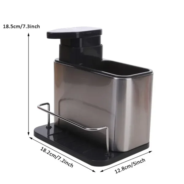 3-in-1 Kitchen Soap Dispenser Sponge Holder Dish Soap Dispenser Stainless Steel Sink Organizer Tray Rustproof Drainer Rack - Image 6