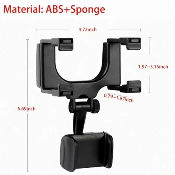 Rear View Mirror Clip Phone Holder Rotatable and Retractable Car Phone Stand for iPhone Samsung All 4-7 Inch Cell Phones DVR/GPS - Image 6