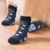 Anti-Slip Dog Socks 4pcs Paw Protector Traction Control Adjustable Indoor Wear Knitted Pet Socks with Rubber Reinforcement - Image 3