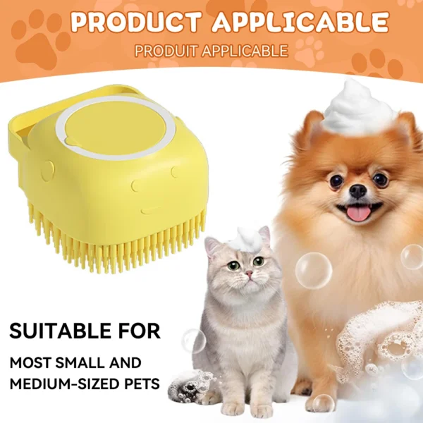 Dog Bathing Brush Pet Massage Brush Shampoo Dispenser Soft Silicone Brush Rubber Bristle for Dogs and Cats Shower Grooming Tool - Image 5