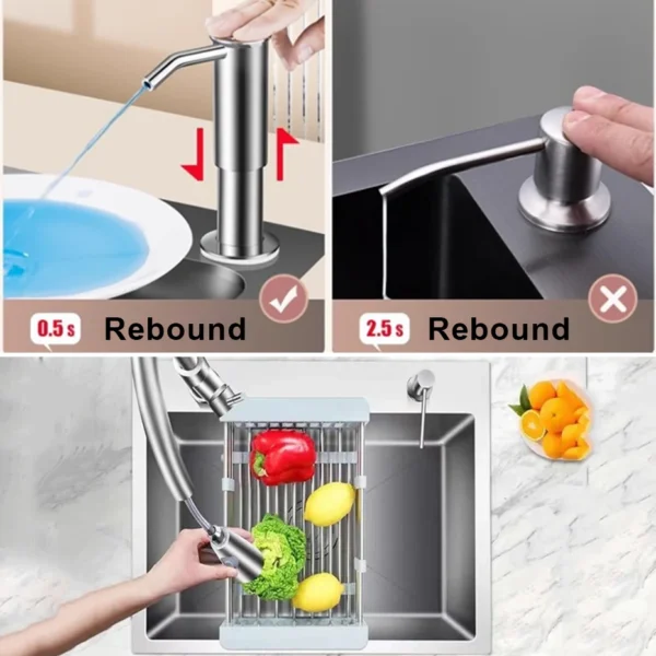 Kitchen Sink Soap Dispenser Upgraded Extended Tube Pump Dispenser Sink Countertop installation for Detergent and Hand Sanitizer - Image 3